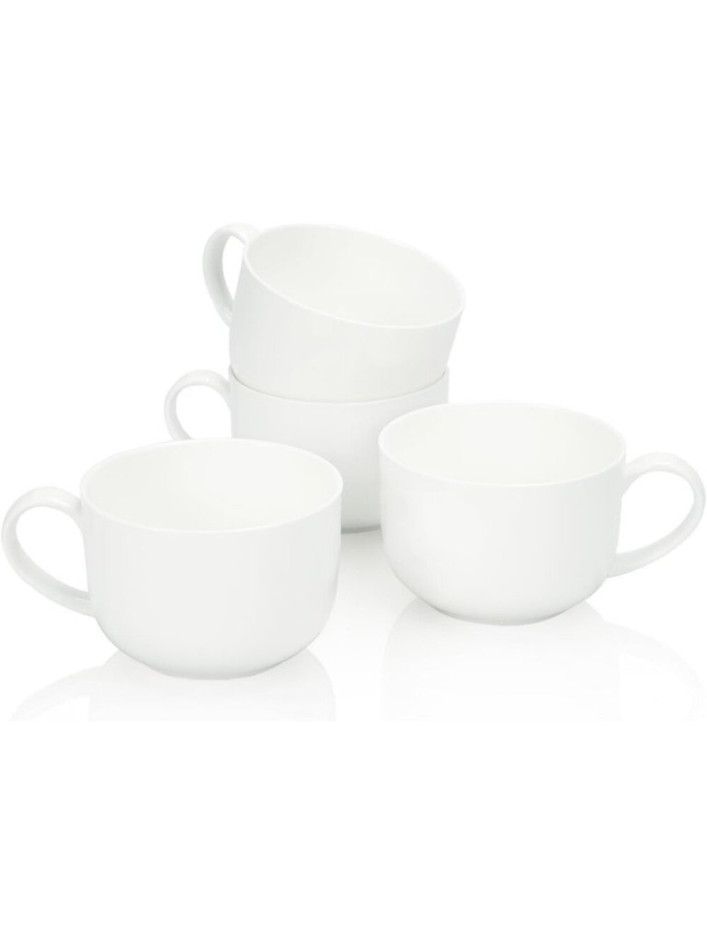 Set of 4 Large White Soup Mugs with Handles - 25 Oz Capacity, Perfect for Hot